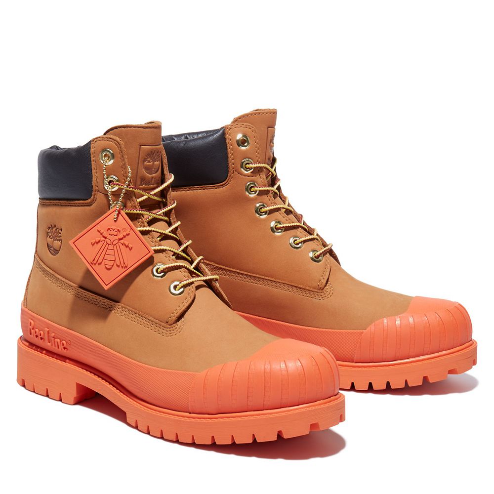 Bototos Timberland Hombre 6-Inch Bee Line X Waterproof Rubber Toe Marrones/Naranjas - Chile TED-6928